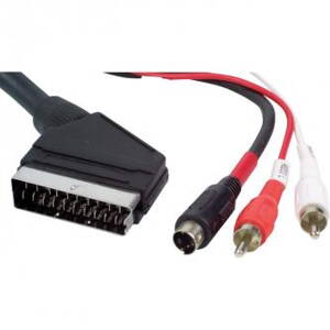 Kabel Scart M- Cinch 2x M + S-video M, 5m, černá