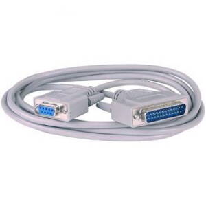 Datový kabel sériový+paralelní, 25 pin M- 9 pin F, 2m, šedý, k modemu