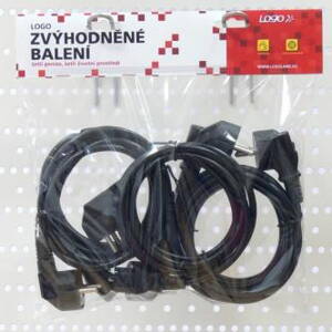 Síťový kabel 230V napájecí, CEE7 (vidlice)-C13, 2m, VDE approved, černý, Logo, 5 pack (economy), cena za 1 kus