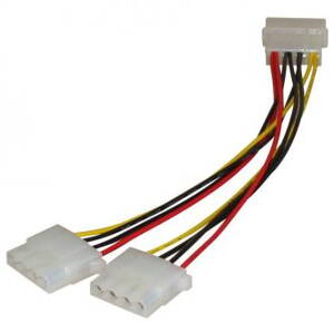 Kabel k hardisku napájecí rozdvojka, DC 5,25" M- DC 5,25" 2x F, 0.2m, color