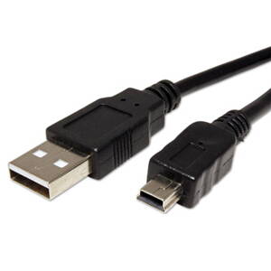 Kabel USB (2.0), USB A M- USB mini M (5 pin), 2m, černý, Logo, cena za 1 kus