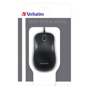 Verbatim myš tichá, optická, 3tl., 1 kolečko, drátová USB, černá