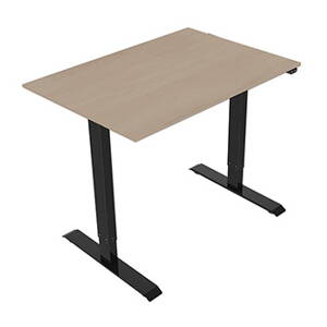 Pracovní stůl, elektricky nastavitelná výška, javor, 75x120cm, hloubka 500 mm, 100V-240V, černý, 70 kg nosnost, ergo