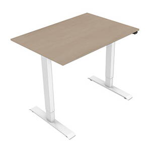 Pracovní stůl, elektricky nastavitelná výška, javor, 75x120cm, hloubka 500 mm, 100V-240V, bílý, 70 kg nosnost, ergo