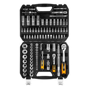 Sada nástrčných klíčů, 08-665, ráčny, nástrčné hlavice, šroubovací bity, z chrom-vanadiové oceli, Neo Tools