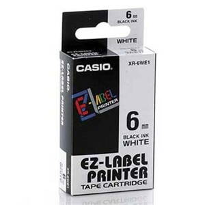 Casio originální páska do tiskárny štítků, Casio, XR-6WE1, černý tisk/bílý podklad, nelaminovaná, 8m, 6mm
