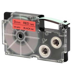 Casio originální páska do tiskárny štítků, Casio, XR-9RD1, černý tisk/červený podklad, nelaminovaná, 8m, 9mm