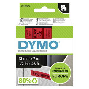Dymo originální páska do tiskárny štítků, Dymo, 45017, S0720570, černý tisk/červený podklad, 7m, 12mm, D1