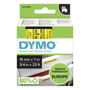Dymo originální páska do tiskárny štítků, Dymo, 45808, S0720880, černý tisk/žlutý podklad, 7m, 19mm, D1