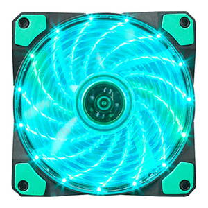 Ventilátor, zelený, 15 led, svítící, 12 cm, Marvo