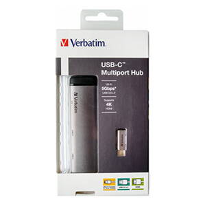 USB (3.1) hub 4-port, 49140, šedá, délka kabelu 15cm, Verbatim, adaptér USB C na 1x USB C, 1x USB A(3.0), 1x HDMI