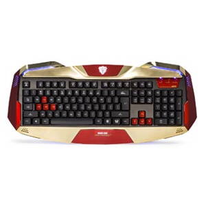 E-BLUE IRON MAN EKM707, Klávesnice US, herní, podsvícené okraje typ drátová (USB), zlatá