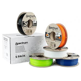 Spectrum 3D filament, Premium PET-G, 1,75mm, 5x250g, poškozený obal typ B, 80748, mix .A-D, Artic White, Deep Black, Lion Orange,