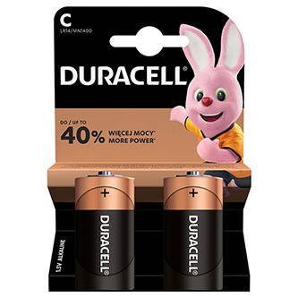 Baterie alkalická, malý monočlánek, C, 1.5V, Duracell, blistr, 2-pack, 42341