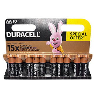 Baterie alkalická, AA, 1.5V, Duracell, blistr, 10-pack, 42308, Basic