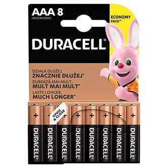 Baterie alkalická, AAA, 1.5V, Duracell, blistr, 8-pack, 42323, Basic