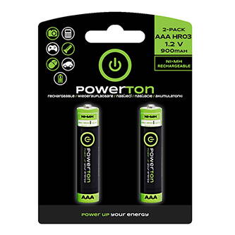 Nabíjecí baterie, AAA (HR03), 1.2V, 900 mAh, Powerton, blistr, 2-pack
