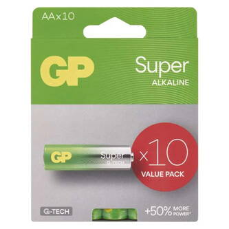 Baterie alkalická, AA, 1.5V, GP, folie, 10-pack, SUPER