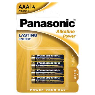 Baterie alkalická, AAA, 1.5V, Panasonic, blistr, 4-pack, Alkaline power, cena za 1 ks baterie