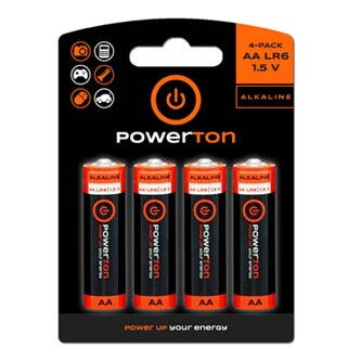 Baterie alkalická, AA, 1.5V, Powerton, blistr, 4-pack, cena za 1 ks baterie