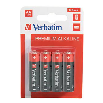Baterie alkalická, AA, 1.5V, Verbatim, blistr, 8-pack, 49503