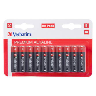 Baterie alkalická, AA, 1.5V, Verbatim, blistr, 20-pack, 49877