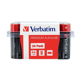 Baterie alkalická, AA, 1.5V, Verbatim, krabička, 24-pack, 49505