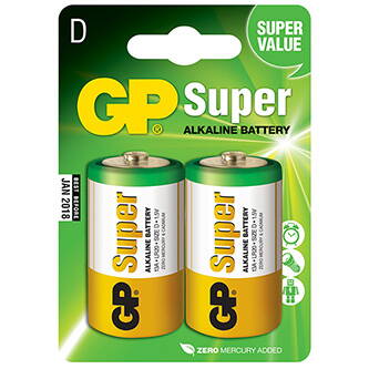Baterie alkalická, LR20, 1.5V, GP, blistr, 2-pack, SUPER, velký monočlánek