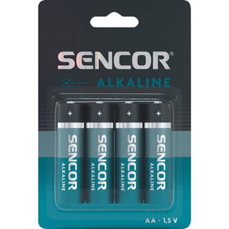 Baterie alkalická, AA, 1.5V, Sencor, blistr, 4-pack