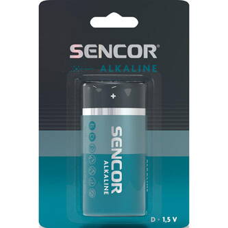 Baterie alkalická, velký monočlánek, D, 1.5V, Sencor, blistr, 1-pack