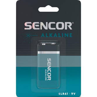 Baterie alkalická, 6LR61, 9V, Sencor, blistr, 1-pack