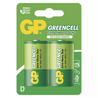 Baterie zinkochloridová, D (R20), velký monočlánek, D, 1.5V, GP, blistr, 2-pack, Greencell