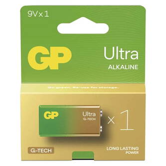 Baterie alkalická, R61, 9V, GP, fólie, 1-pack, ULTRA