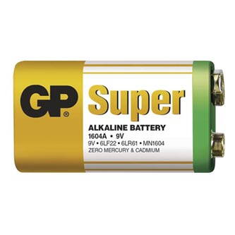Baterie alkalická, R61, 9V, GP, fólie, 1-pack, SUPER