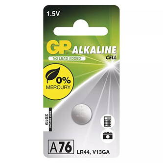 Baterie alkalická, LR44, 1.5V, GP, blistr, 1-pack