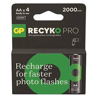 Nabíjecí baterie, AA (HR6), 1.2V, 2000 mAh, GP, papírová krabička, 4-pack, ReCyko Pro Photo Flash