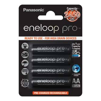 Přednabité baterie, AA, 1.2V, 2450 mAh, Panasonic-Eneloop, blistr, 4-pack, cena za 4 ks