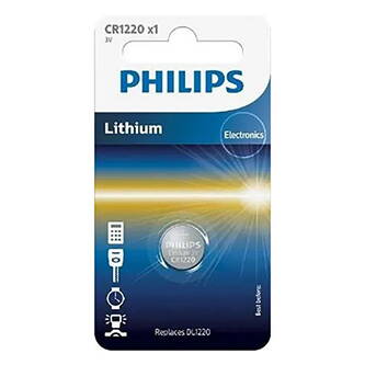 Baterie lithiová, CR1220, CR1220, 3V, PHILIPS, blistr, 1-pack, CR1220/00B, knoflíková,38 mAh