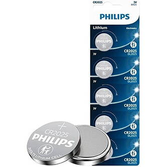 Baterie lithiová, CR2025, CR2025, 3V, PHILIPS, blistr, 5-pack, CR2025P5/01B, knoflíková