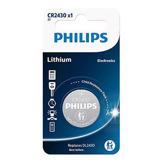 Baterie lithiová, CR2430, CR2430, 3V, PHILIPS, blistr, 1-pack, CR2430/00B, knoflíková
