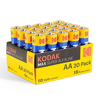 Baterie jednorázová alkalická, tužková, AA, 1.5V, Kodak, blistr, 20-pack, KOD-LR6MAXPK20, Alkaline Max
