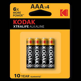 Baterie jednorázová alkalická, tužková, AAA, 1.5V, Kodak, blistr, 4-pack, KOD-LR3XT, Alkaline XTRALIFE
