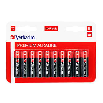 Baterie alkalická, AA (LR6), AA, 1.5V, Verbatim, blistr, 10-pack, 49875
