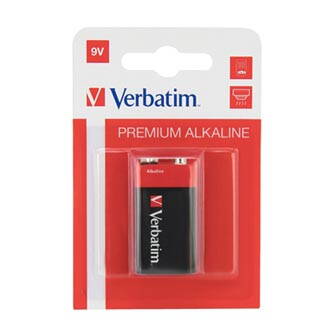 Baterie alkalická, R61, R61, 9V, Verbatim, blistr, 1-pack, 49924