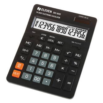 Eleven Kalkulačka SDC664S, černá, stolní, šestnáctimístná, duální napájení, LCD displej