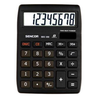 Sencor Kalkulačka SEC 350, černá, stolní, osmimístná, velký displej