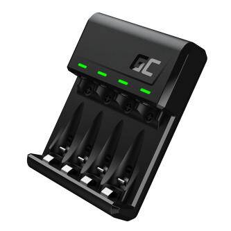 Green Cell nabíječka baterií GRADGC01, na 4 ks AA/AAA/C/D/9V, NiMH, 110-240V, nabíjení samotných článků, micro USB, USB-C