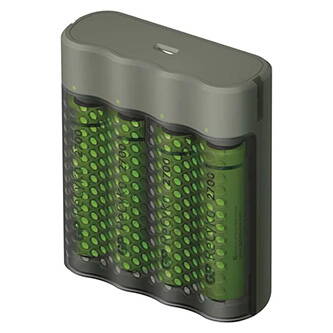 GP univerzální nabíječka B53457, na 4 ks AA/AAA, NiMH, USB 5 V/1 A, nabíjení samotných článků, micro USB, včetně 4x AA Recyko 2700