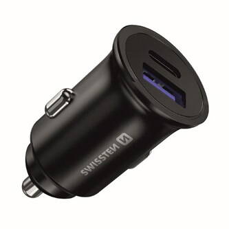 Adaptér do auta SWISSTEN 36W, 2 porty, USB-C, USB-A