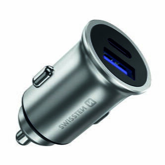 Adaptér do auta SWISSTEN 36W, 2 porty, USB-C, USB-A